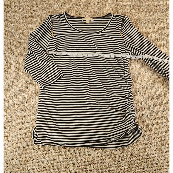 🖤 MICHAEL Michael Kors Stripe Ruched Top w/ Zipper Shoulders – Size XL - Picture 3 of 6